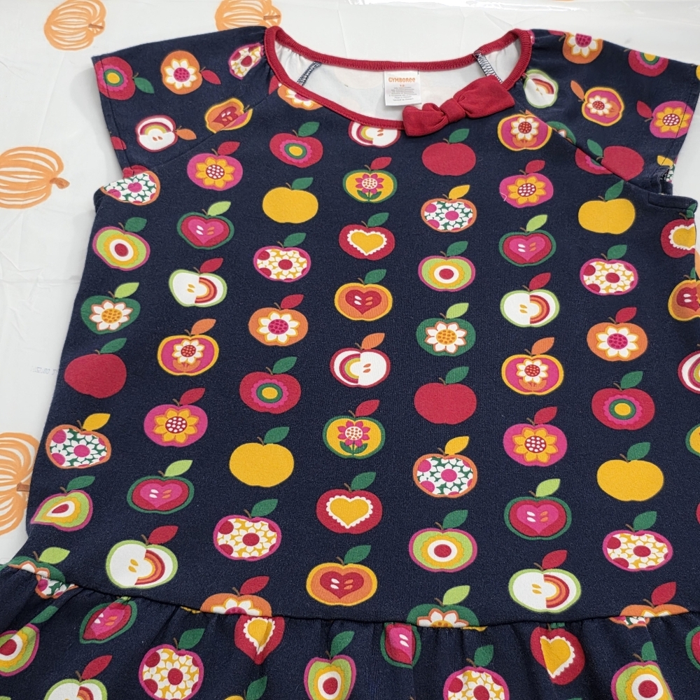 Gymboree Girls Apple Orchard & Floral Flowers Fall Autumn Peplum Dress Size 12 - Picture 3 of 6